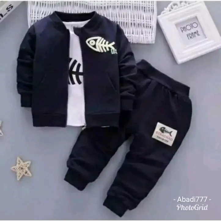 Set 3in1 Pakaian Anak Unisex Setelan Sweater Kaos Anak Fashion