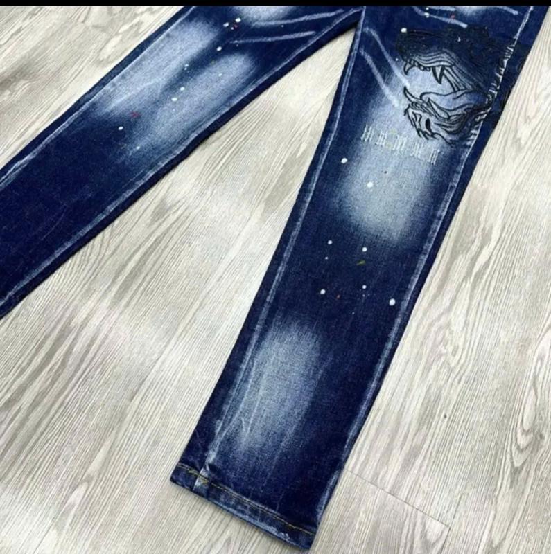 Quần jean nam xanh boy phố phối tag thêu mặt hổ chất co giãn form ôm cao cấp-GIN MAN Menswear Pants 3