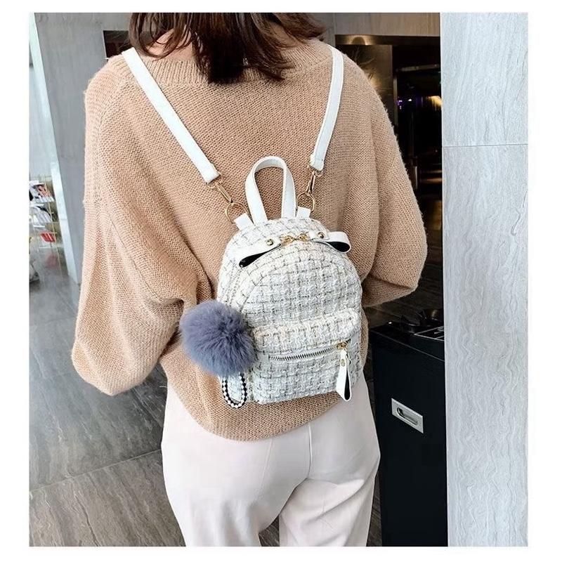 balo mini vải dạ kim tuyến 128 kèm móc bông, size 20, đeo vai, thời trang đi học, đi chơi thời trang cao cấp phong cách hàn quốc BL031 5