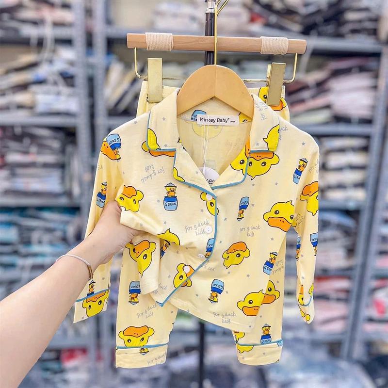 [KABOO] Đồ bộ tay dài quần dài pijama thun lạnh cho bé trai bé gái (6-24kg, cao < 1m10), vải mềm mát thoáng khí, in họa tiết dễ thương cho bé mặc ngủ điều hoà thoải mái.