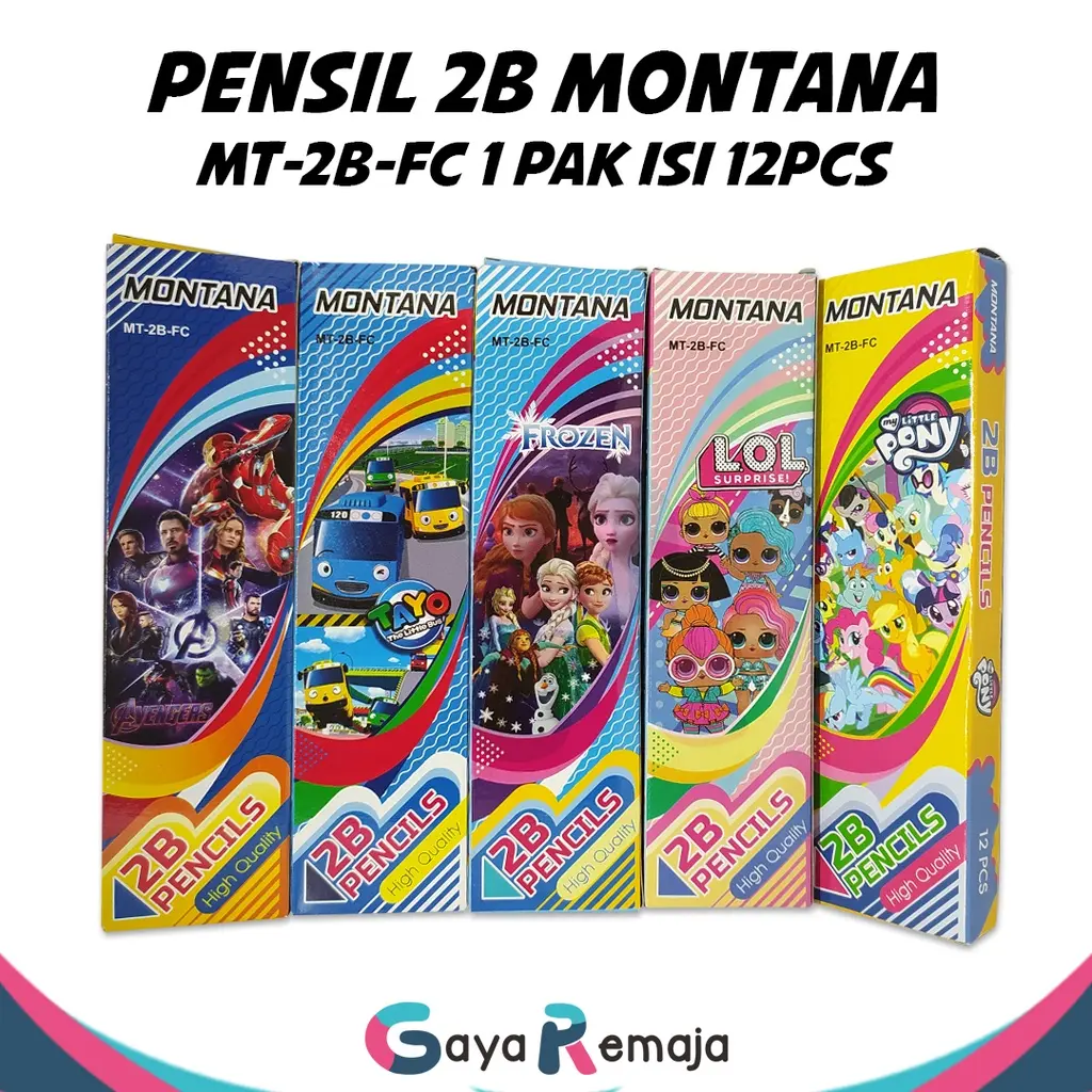 Pensil 2B 1 Pak Murah / Pensil Montana MT-2B-FC / Pensil Kayagi PF3051 dan PF3030