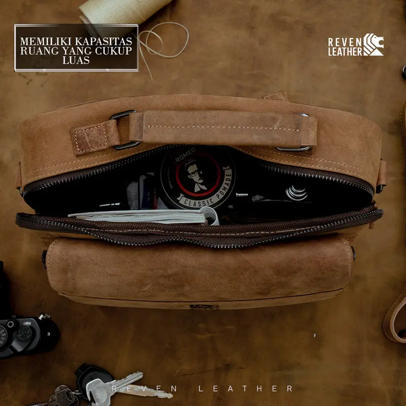 Win Leather - Bima Sling Bag Waistbag Cowok Tas Pinggang Bag, Pria Kulit Sapi Asli Slempang Original Premium Keren Terbaru 5
