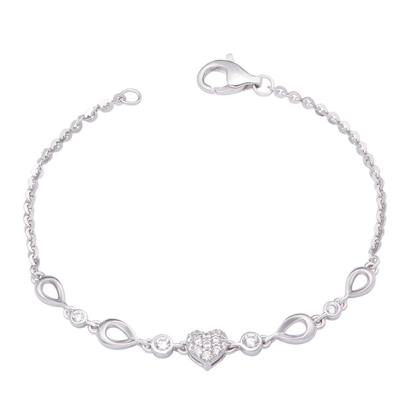 Lắc tay Bạc đính đá PNJSilver hình trái tim XMXMK000035