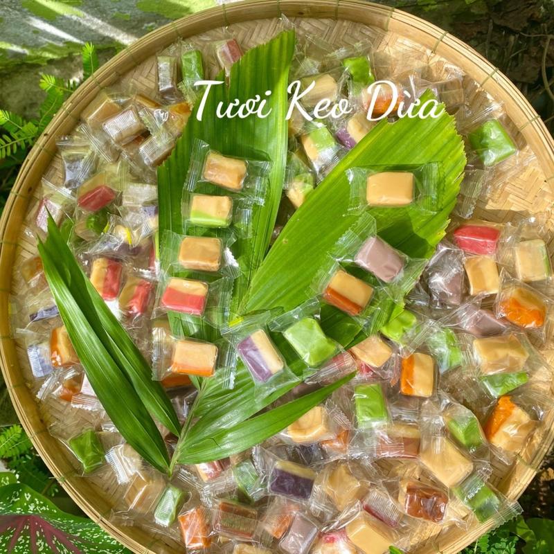 Combo 7 VỊ KẸO DỪA DẺO ÍT NGỌT Hữu cơ. Đặc sản Bến Tre Ăn Vặt Food Candy Thức Ăn thiên nhiên keomix nhieu béo