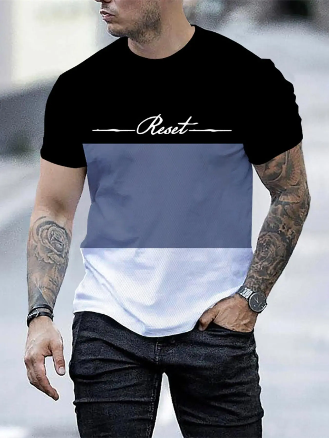 Men's Letter Print Short Sleeve Tee, Regular Fit Casual Comfy Round Neck T-Shirt for Summer, Fashion Men's Top for Daily Wear
