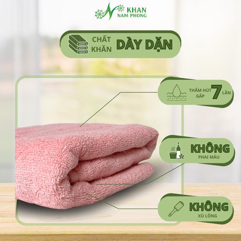 Combo 4 Khăn 28x50, 35x80, 60x120 - 2 Mặt, 1 Gội, 1 Tắm Cao Cấp - Chất Liệu Sợi Cotton Mềm Mịn - Đa Dạng Màu Sắc  - Khăn Nam Phong 4