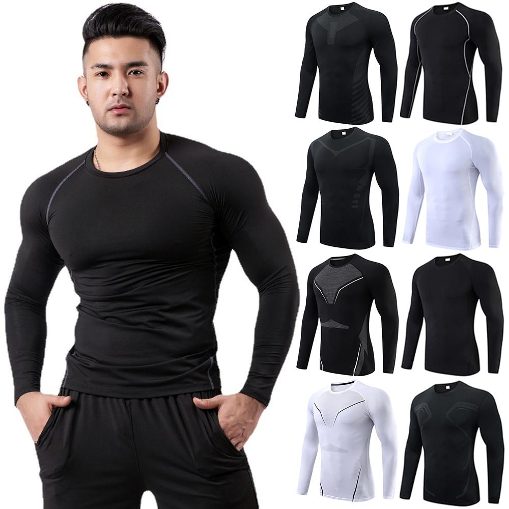 yomo Sport เสื้อเชิ้ตแขนยาวสีดำสำหรับผู้ชาย เสื้อแขนยาวผู้ชาย กล้ามเนื้อกระชับ เสื้อรัดกล้ามเนื้อ เส