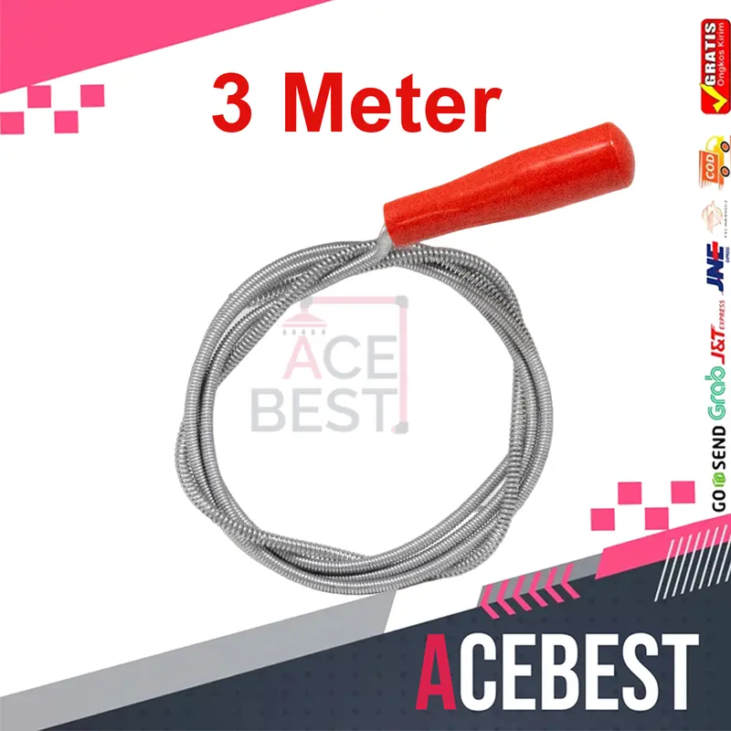 ACEBEST Alat Pembersih Selang Wastafel Untuk Pipa Tersumbat Cleaner Manual JS-112 2 Meter Kawat Stainless 5