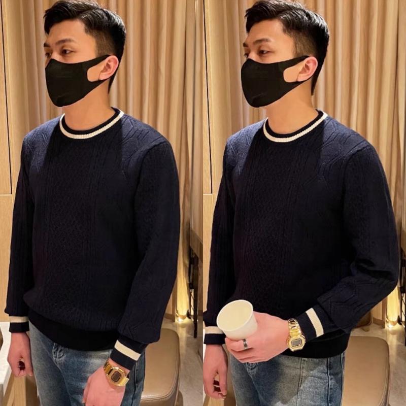 AL86 - ÁO LEN CỔ TRÒN NAM DÀI TAY XANH THAN 3073