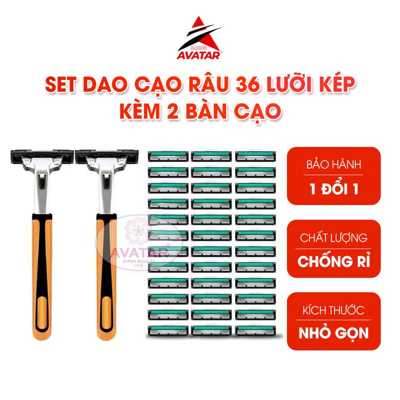 [HOT] Combo Set Dao Cạo Râu 36 Lưỡi Kép Kèm 2 Bàn Cạo - Xuất Xứ Việt Nam