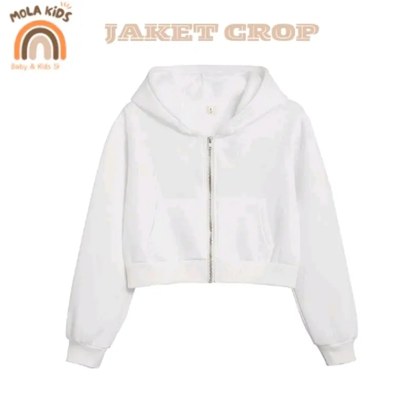 MOLAKIDS [COD] Sweater Jaket Crop Top Hoodie Anak Perempuan Usia 2-13 Tahun Cewek Lengan Lengan 1