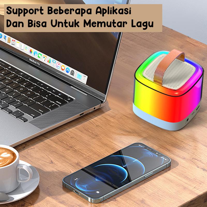 Speaker Bluetooth Karaoke Dan Mic Portable Dengan Lampu LED RGB / Portable Karaoke Bluetooth Speaker With RGB 3