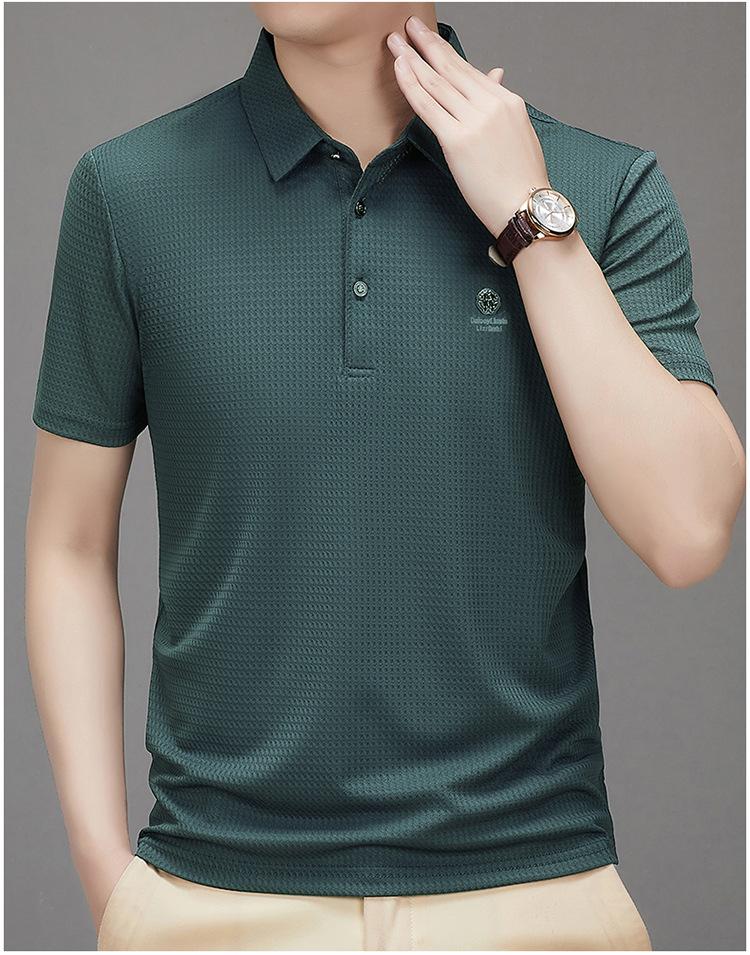 Product Introduction of Men's Polo Shirt, New Collection, Wrinkle-Free Ice Silk Material, Summer Business Collar, High Elastic, Breathable, Premium Ice Feel T-Shirt 24