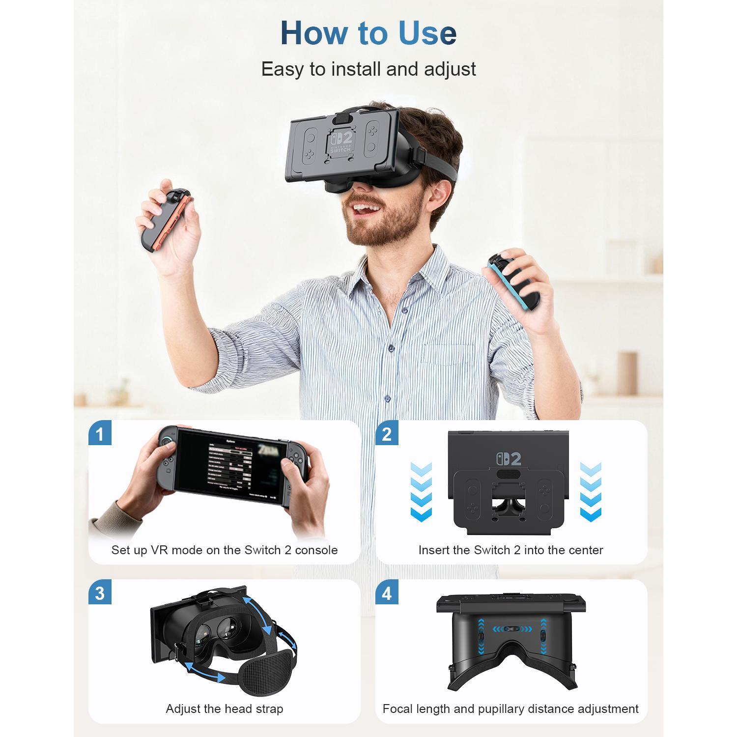 VR Headset For Nintendo Switch 2 3D Glasses Virtual Reality Movies NS 2 VR Immersive Gaming Experience Headband Adjustable Lens - Image 2