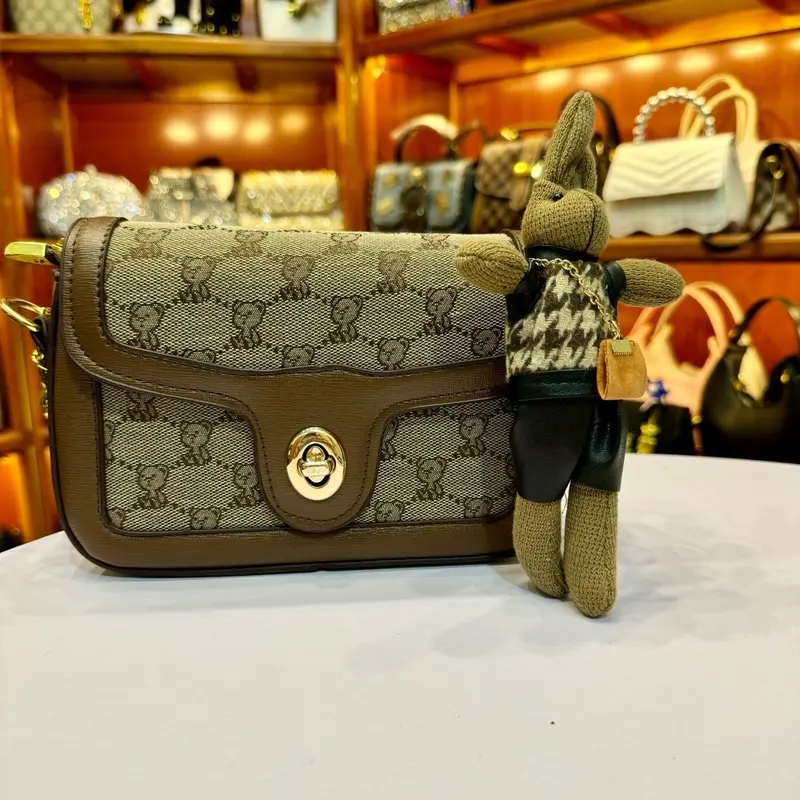 (Tặng thỏ bông)Túi xách nữ,túi đeo chéo,túi đeo vai,túi gấu khoá tròn-m10 Nhung Bag 4