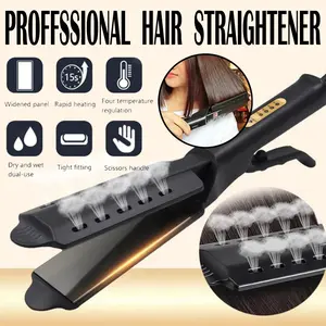 Catokan Pelurus Rambut Profesional Hair Straightener Temperatur Suhu Salon Smothing / Alat Pelurus Rambut Smoothing Four-gear temperature adjustment Ceramic Tourmaline Ionic Flat Iron Hair Straightener For Women Widen panel