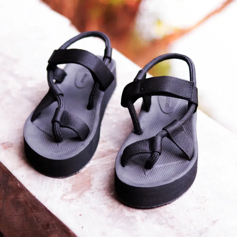 Sandal Wedges Wanita 4.3cm Sendal Cewek Sol Karet Model Keren RQ21 5