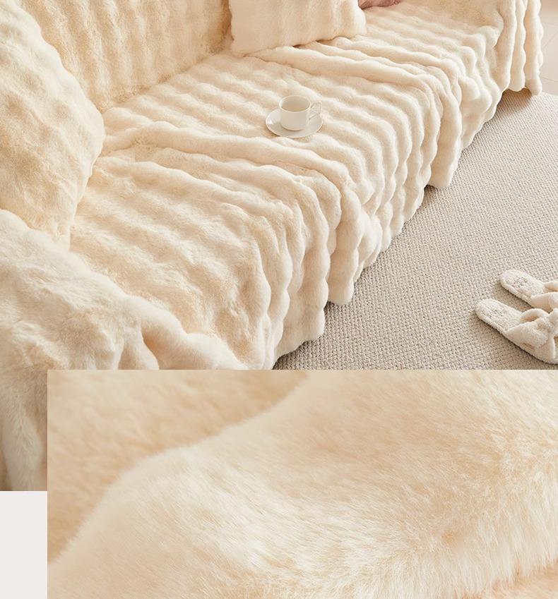 Product Introduction of High-end Winter Thickened Rabbit Fur Sofa Cover Sofa Slipcover Full Wrap Autumn Winter Universal Sofa Cover Wholesale 6