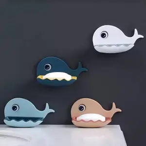 Tempat sabun batang tempel dinding motif paus dua susun