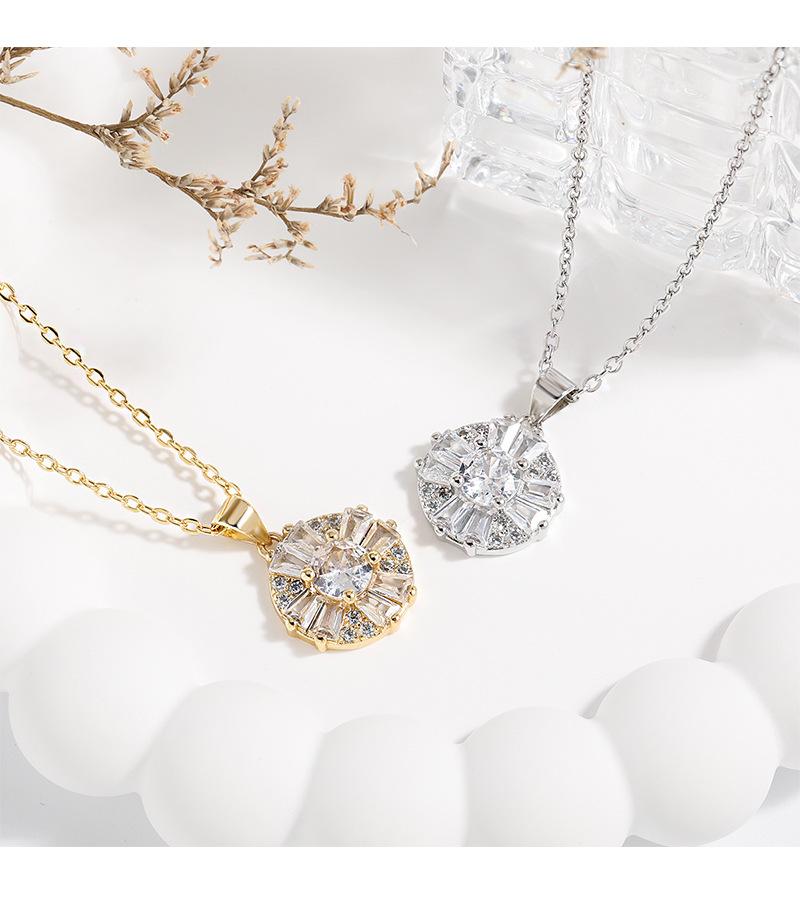 Product Introduction of Niche Clavicle Chain Ceiling! Rotating Zircon Flower Pendant Necklace for Women Light Luxury Temperament Non-Collision Ins Style Wear and Match Artifact 2