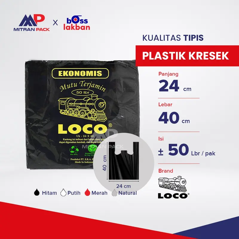 Kantong Plastik Kresek Loco Ekonomis TIPIS ukuran 24 x 40 cm 0