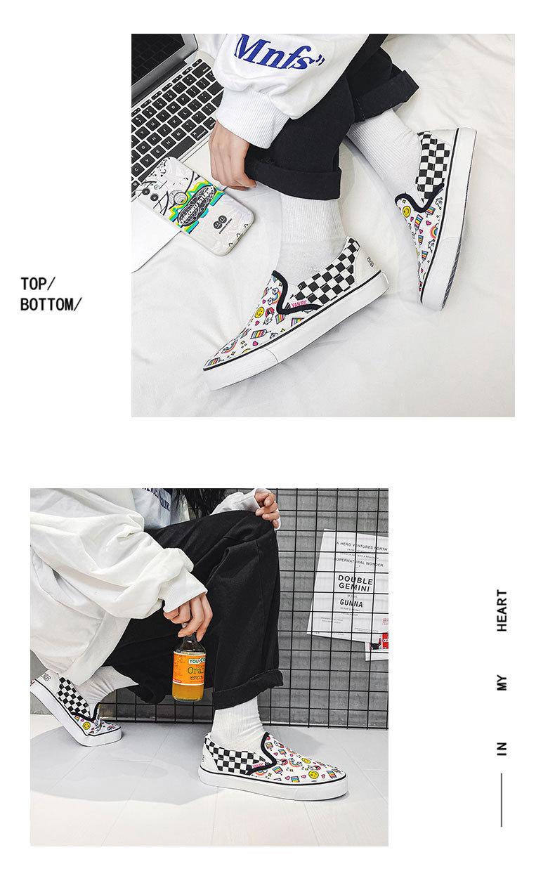 Product Introduction of 2024 Autumn New Breathable Slip-on Lofter Canvas Shoes Women's Plaid Cartoon Mario Pattern Plaid Sneakers 13