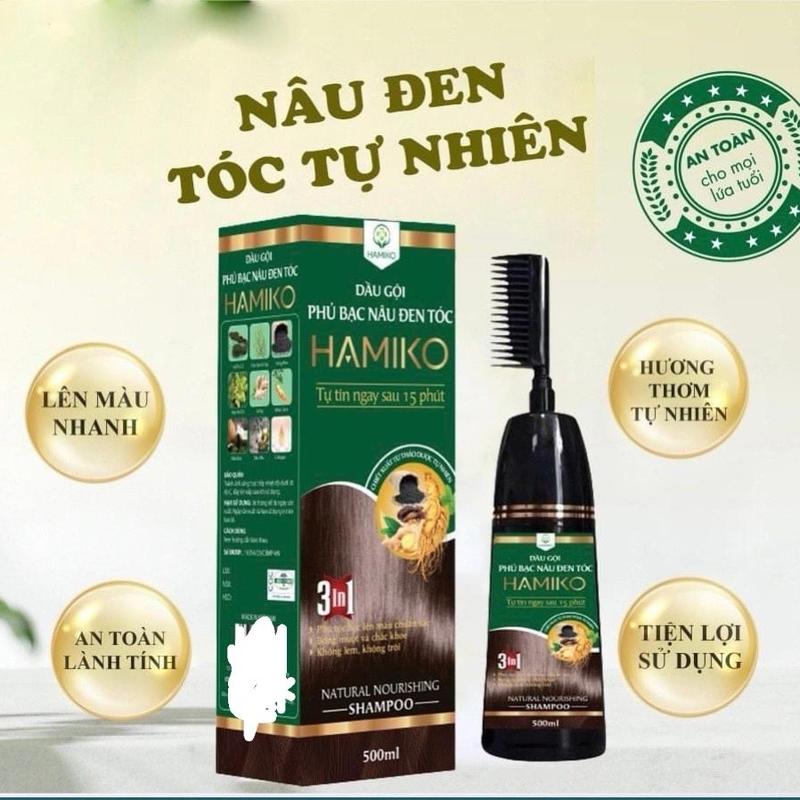 Combo 2 Chai Dầu Gội Phủ Bạc Thảo Dược Hamiko 500ml/chai, Có Lược Chải Tiện Lợi, An Toàn Lành Tính Từ Thảo Dược Nữ gói nhuộm dauxa x it head and shoulders bản daugo identoc daucap chinhhang daugoinu chống gàu salicylic acid daugoi duoc hotro