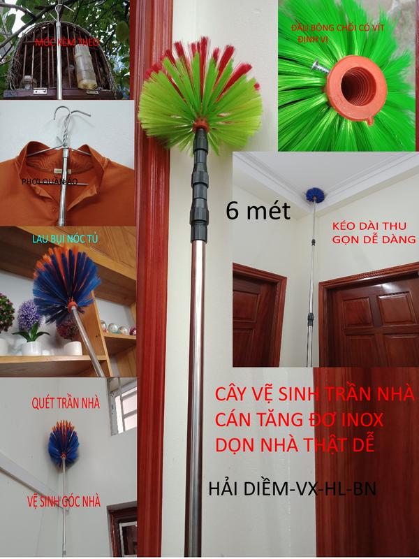  Chổi quét mạng nhện cây tăng đơ inox vệ sinh trần nhà đồ lau bụi trên cao làm cán vợt cá sào treo chim cọc mắc màn,móc cành cây,phơi quần áo 