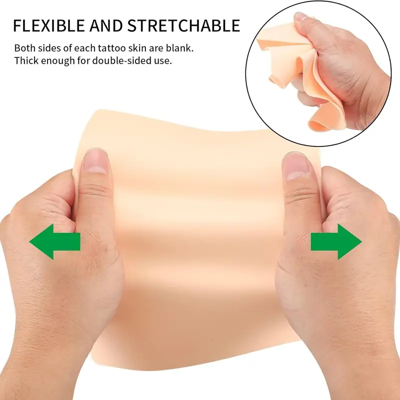 Tattoo Practice Skin, 10pcs/set Fake Tattoo Skin Practice, Silicone Double Sides Eyebrow Makeup Practice Pad, Tattooing Microblading Practice Skin for Beginner, Cosmetic 2