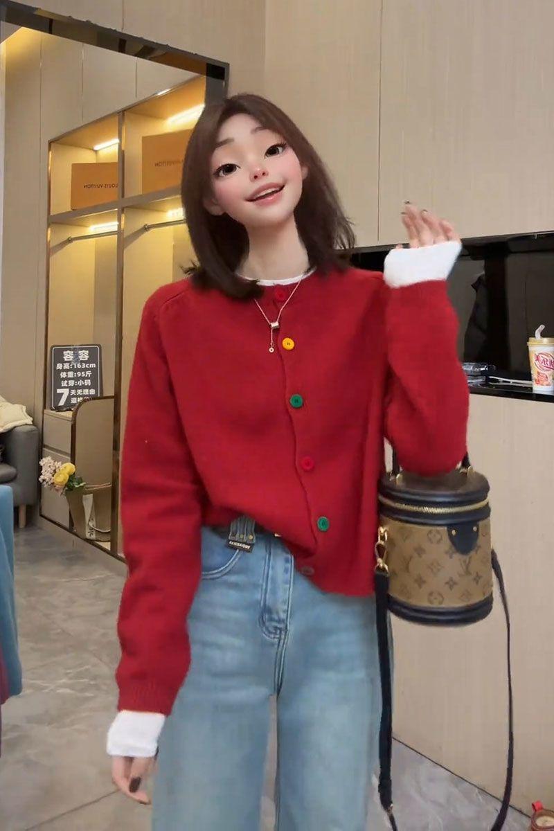 Product Introduction of Áo Cardigan Dệt Kim, Phong Cách Hàn Quốc, Chống Lão Hóa, Thiết Kế Cầu Vồng Thanh Lịch, Một Hàng Cúc, Cổ Tròn, Giống Như Len, Thích Hợp Cho Mùa Xuân, Hàng Mới Về, Phong Cách Lười Biếng, Áo Len Độc Đáo 14