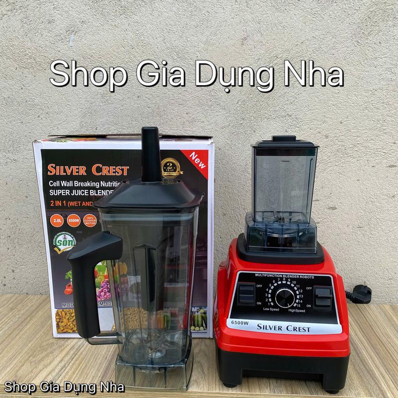 Máy xay sinh tố công nghiệp NEW Silver Crest, 6500W, 2 cối, dung tích 2L, lưỡi dao bằng thép không rỉ