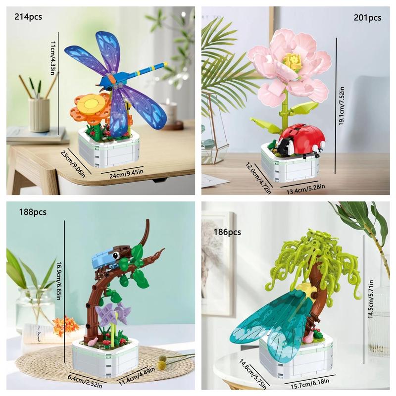 Potted Plant Building Blocks (1 Set), Creative Building Blocks Toy, Educational Toy for Kids, Birthday Gift for Boys & Girls 4