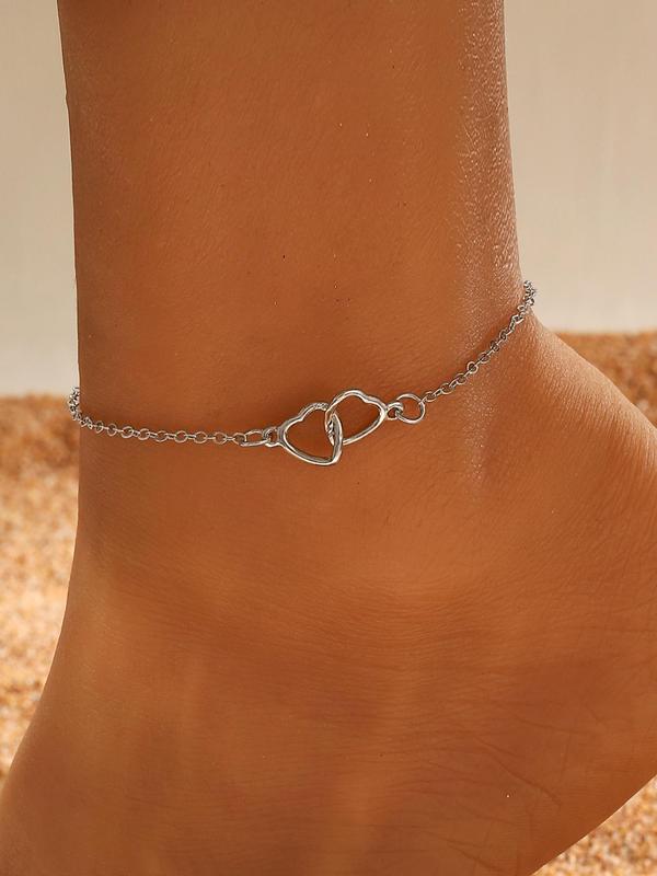 Simple Heart Decor Anklet for Women & Girls, Fashion Jewelry for Party, Daily Clothing Decor, Birthday Gift, Valentine's Day, Gift 0