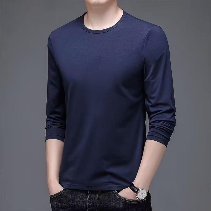 Product Introduction of T Shirt for Men Fashion Brand Ins Cotton Loose Long Sleeve Men's Top Clothing Coat round Neck Loose Pullover Autumn and Winter All-Matching National Fashion 24