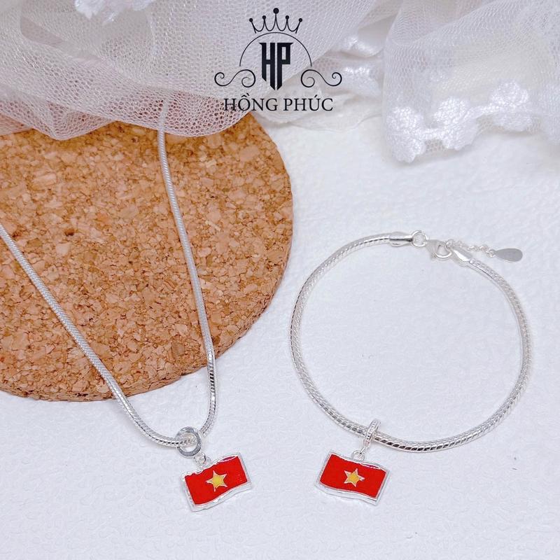 [Ảnh thật] Charm cờ đỏ sao vàng dùng làm mặt dây chuyền hoặc xỏ lắc tay, nam nữ đeo được Bac.Ta.S999 Hồng Phúc