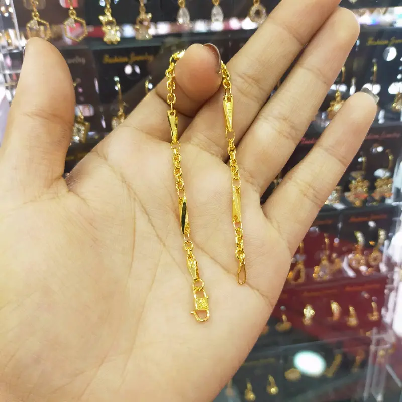 gelang padi rantai awet pakai harian Kuning Perhiasan 0