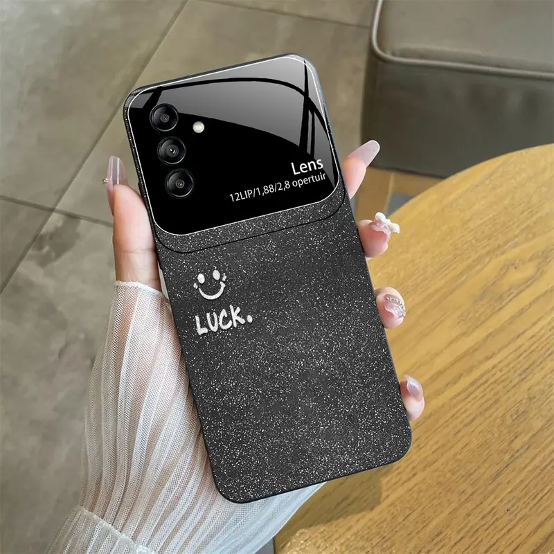 Casing cocok untuk Galaxy A55 5g,Casing ponsel kaca bermotif senyum-THYN-885 1