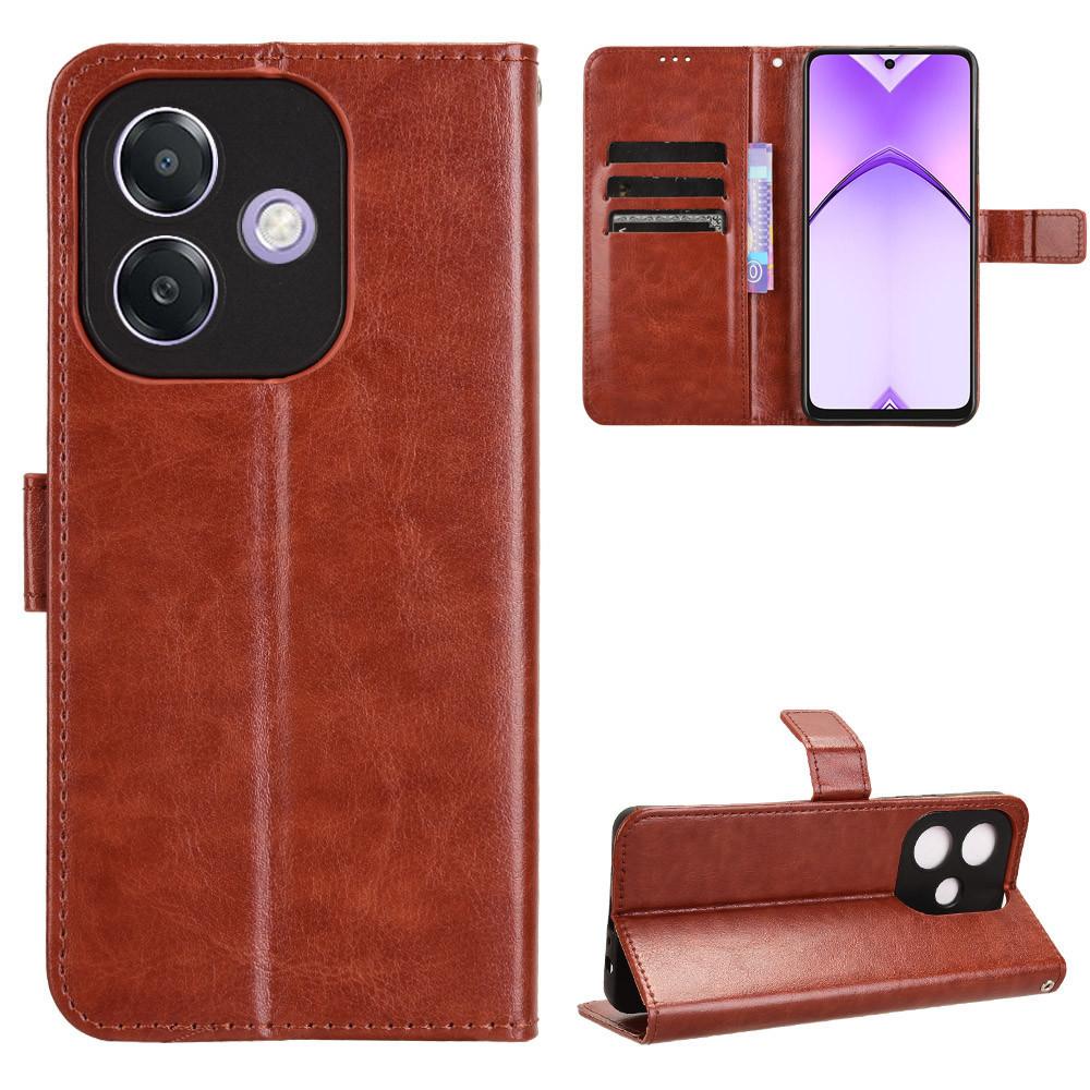 เคส OPPO A3x, ที่วางขาตั้งหนัง PU, เคสโทรศัพท์แบบพลิกได้, เปลือกป้องกันหนังแบบพับแม่เหล็ก, เข้ากันได