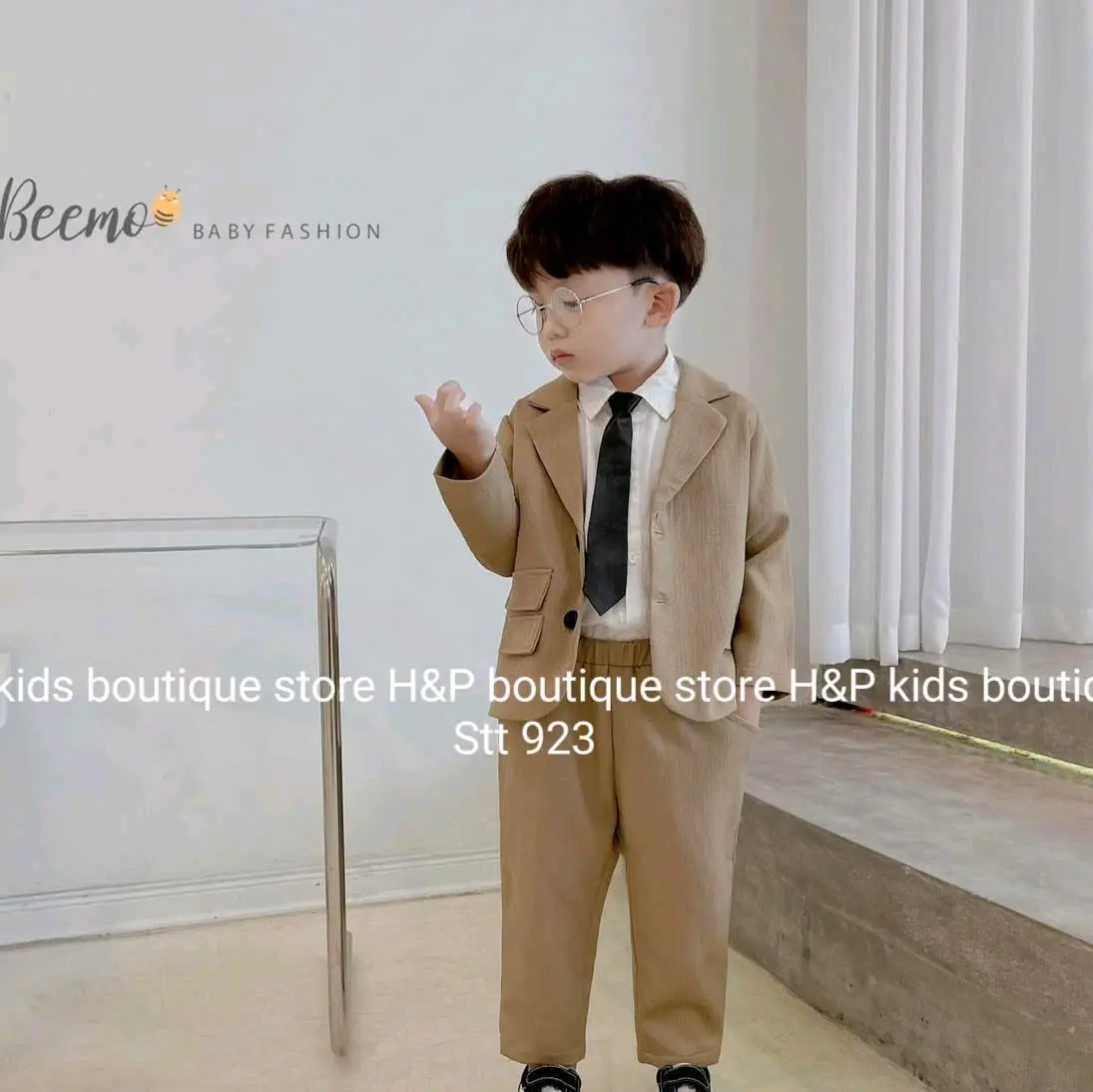 Bộ Vest Hàn Cao Cấp cho Bé Trai 10-30kg gồm 4 chi tiết Cavat, Áo Sơ Mi, Áo Vest và Quần
