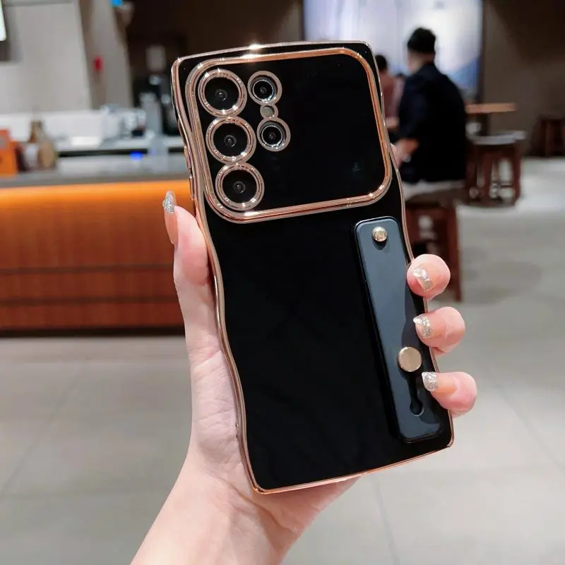 Plated Phone Case with Camera Lens Protector, Full Body Shockproof Phone Protective Cover, Fashion Phone Accessories Compatible with Samsung Galaxy S21 S22 S23 S24, Casing