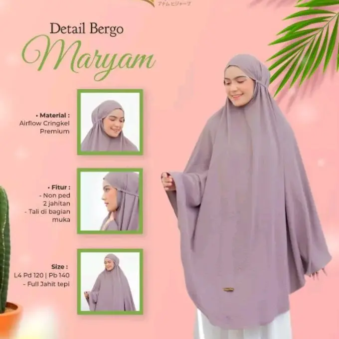 KERUDUNG BERGO JUMBO CRINGKEL XXXL AIRFLOW TALI 110X130