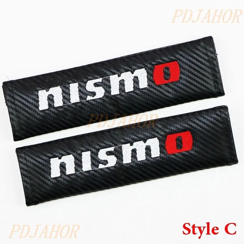 2 Pcs Car Seat Belt Pad Cover Carbon Fiber Car Safety Seat Belt Strap Shoulder Pad for Nissan nismo