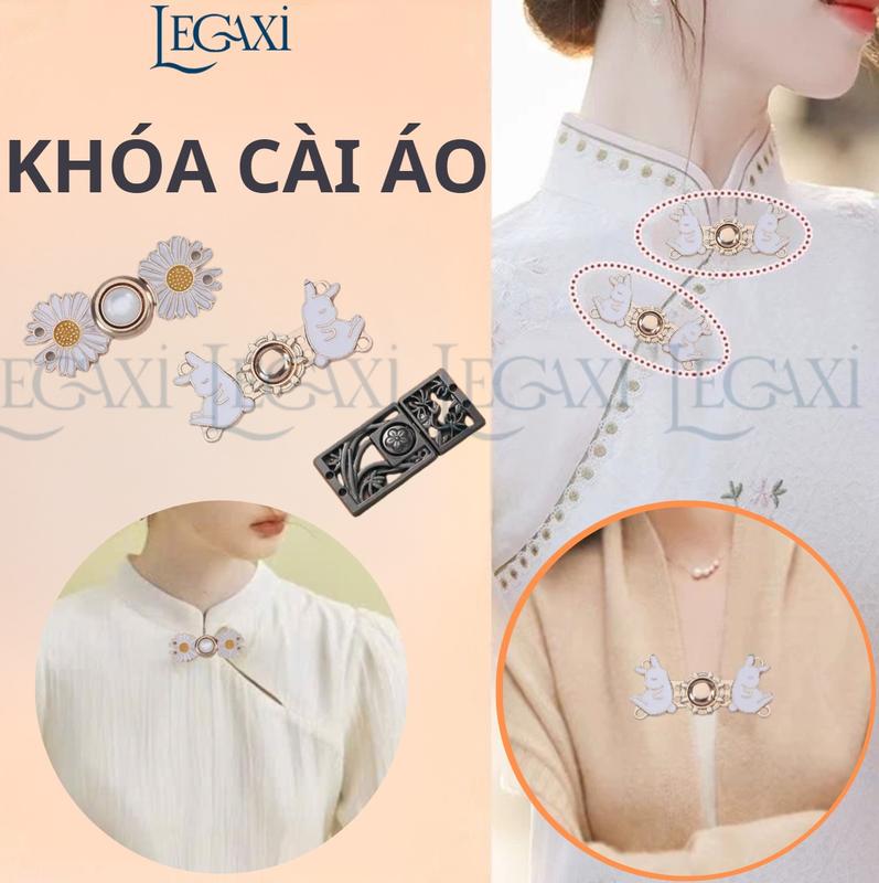 Khóa Cài Áo Quần Nút Cài Cổ Áo Hán Phục Cổ Trang Trung Quốc Sườn Xám Áo Choàng Hình Hoa Cúc Thỏ