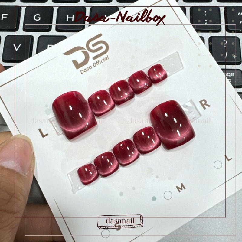 Nailbox cho tay cho chân phen mắt mèo đỏ thẫm DASA thiết kế nâng tone da trắng da tặng keo dán móng