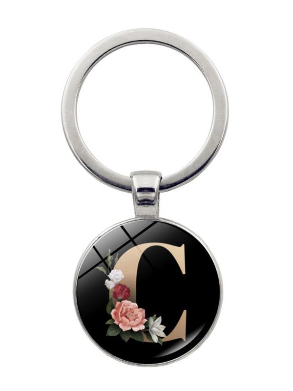 Fashion Colorblock Letter & Flower Pattern Metal Keychain For Men & Women, Fashion All-match Accessory, Trendy Accessories for Daily Life 4