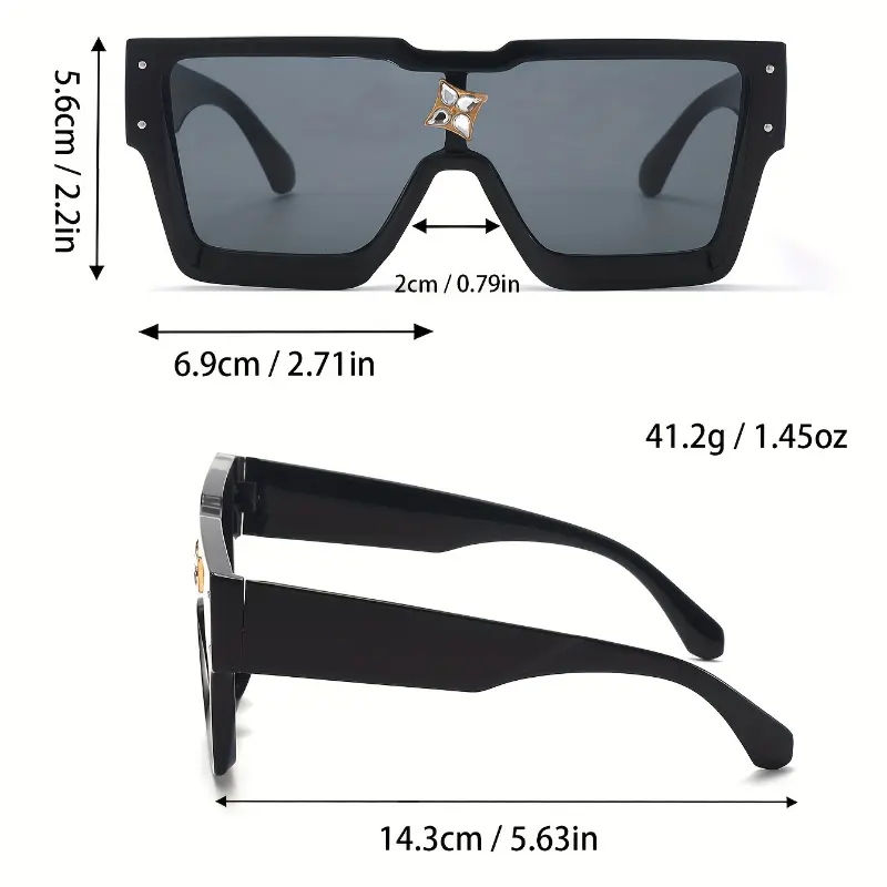 coveted status A Pair of Stylish Retro Rhinestone Decorative Square Glasses, Suitable for Both Men And Women, Perfect for Casual Daily Wear, Outings, And Parties. 5