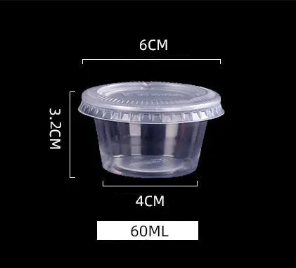 Combo 100 hũ nhựa đựng gia vị kèm nắp đậy, set 100 hũ đựng nước chấm, nước sốt... mini (dung tích 60ml) 6