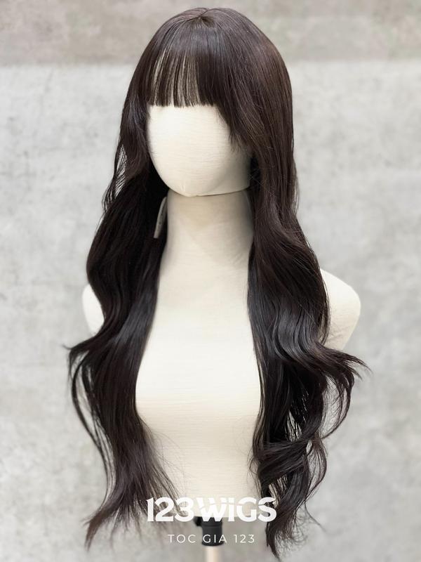 123WIGS - Tóc giả nguyên đầu hush cut xoăn mái thưa dài ngang lưng S1006 2