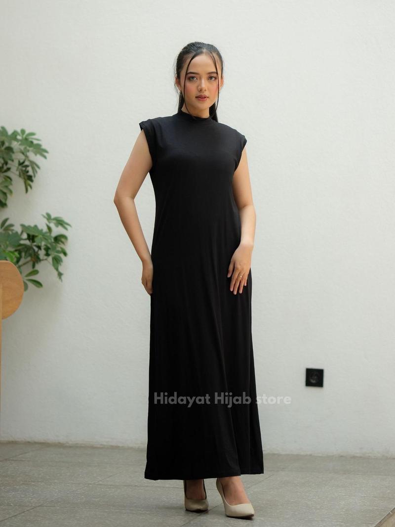 Product Introduction of Manset Dress Buntung Kaos/Gamis Tanpa Lengan Kaos Rayon Baju Fit Panjang Melar Standar 16