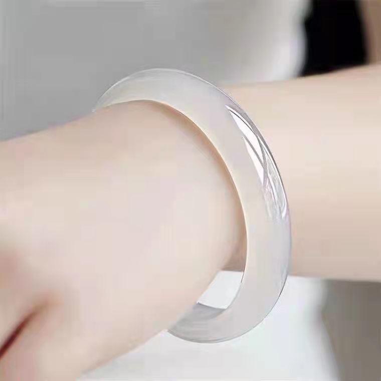 Vòng Tay Chalcedony Trắng Băng, Thời Trang Tự Nhiên, Dành Cho Phụ Nữ Và Trẻ Em Gái, Vòng Tay Leng Keng Mã Não Đông Lạnh Vải, Vòng Tay Ngọc Bích, Thích Hợp Cho Giới Trẻ 5